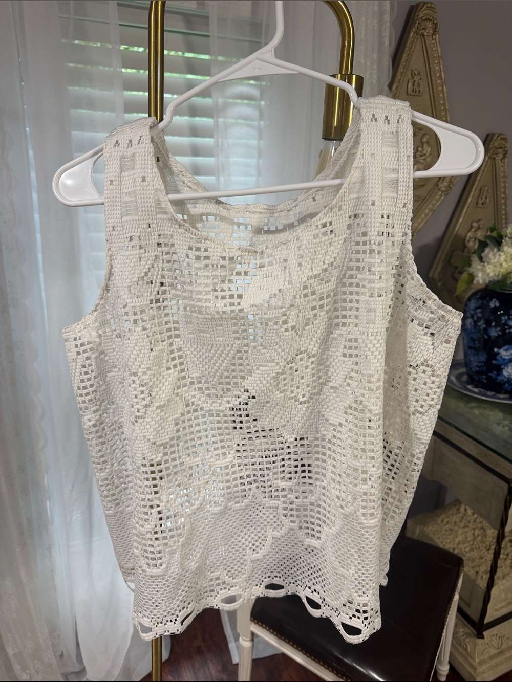 White Crochet Sleeveless Top - Women
